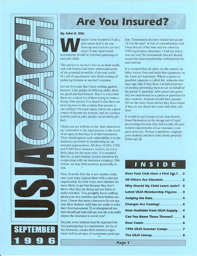 09/96 USJA Coach Newsletter